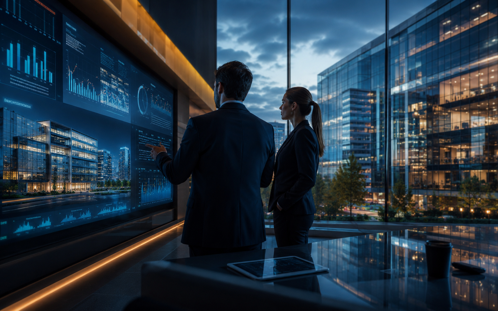 KAJCOM professionals reviewing technology and real estate operations